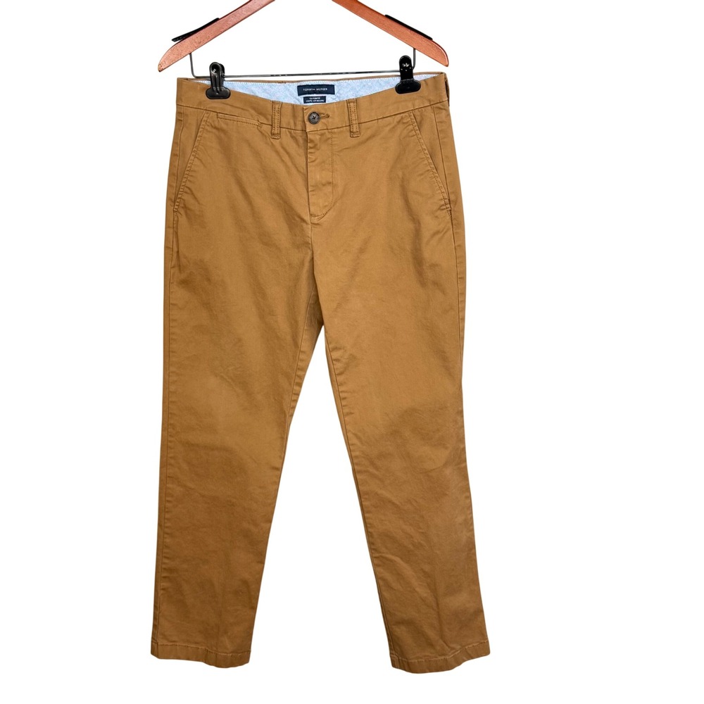 Tommy Hilfiger Mens Custom Fit Chino Pants Tan Brown 31x30 Stretch Cotton